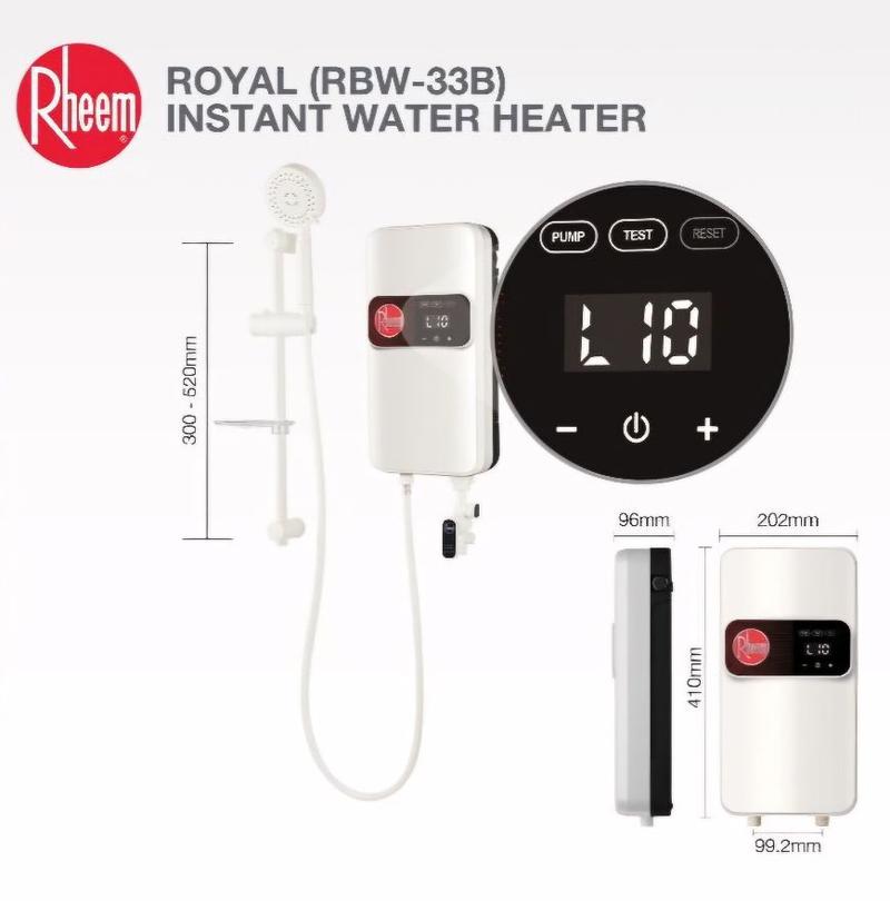 Product Introduction of Offer Price Rheem Royal RBW-33B Electric Instant Water Heater with Digital Display and Advanced Protection 1