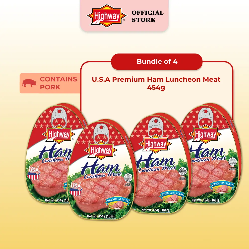 [Bundle of 4] Highway USA Premium Ham Luncheon Meat 454g