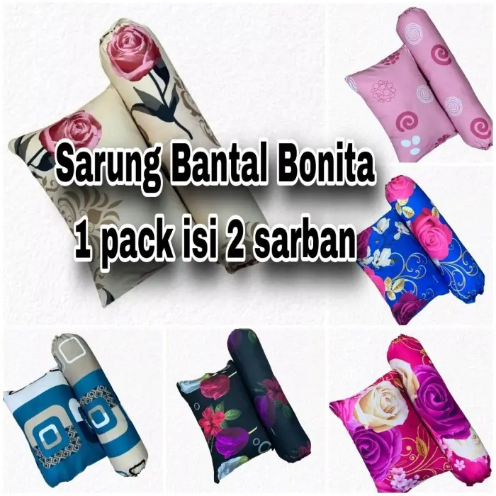 Sarung BANTAL + Sarung GULING merk BONITA DISPERSE (BISA COD) BISA PILIH WARNA DAN MOTIF 2