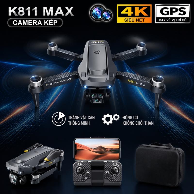 Flycam K811 MAX 4K - GPS Tự Về, Camera 4K, FPV, Đèn LED, Gập Gọn, Giá Rẻ Cho…