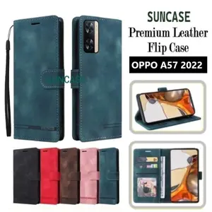 Case for OPPO A57 4G 2022 model flip buka tutup casing standing ada tempat foto dan kartu juga tali hp