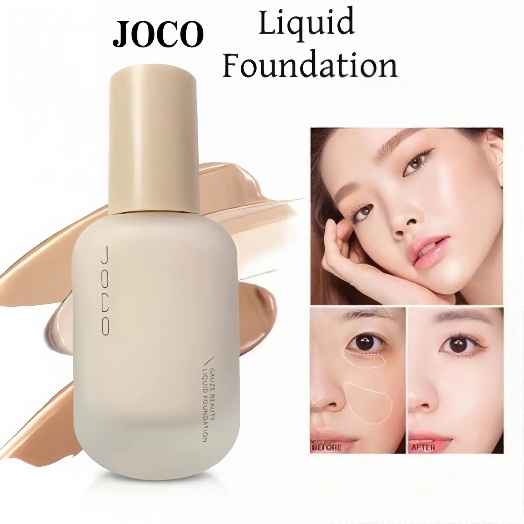 JOCO Lightweight liquid foundation matte Cream Smooth Long Wear Oil-Control Face Foundation Full Coverage