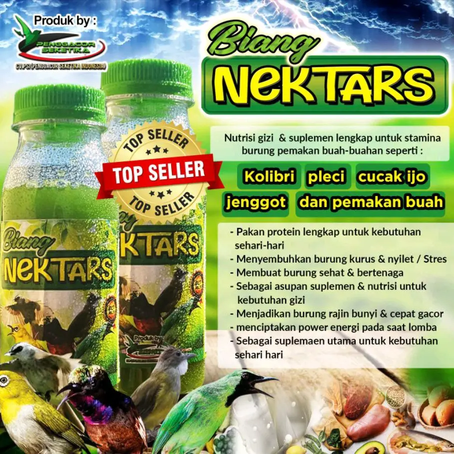 Biang Nektar hijau 140ml superby Penggacor Seketika Pakan Burung Pleci Kolibri Sogon