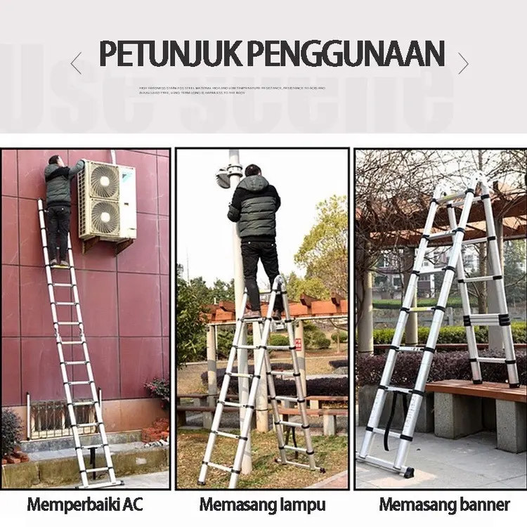 Tangga Lipat Aluminium 4.4M/Teleskopik Single Telescopic Ladder4.4M /Double Telescopic Ladder4.4M/Tangga 4.4 M Lipat Alumunium 1