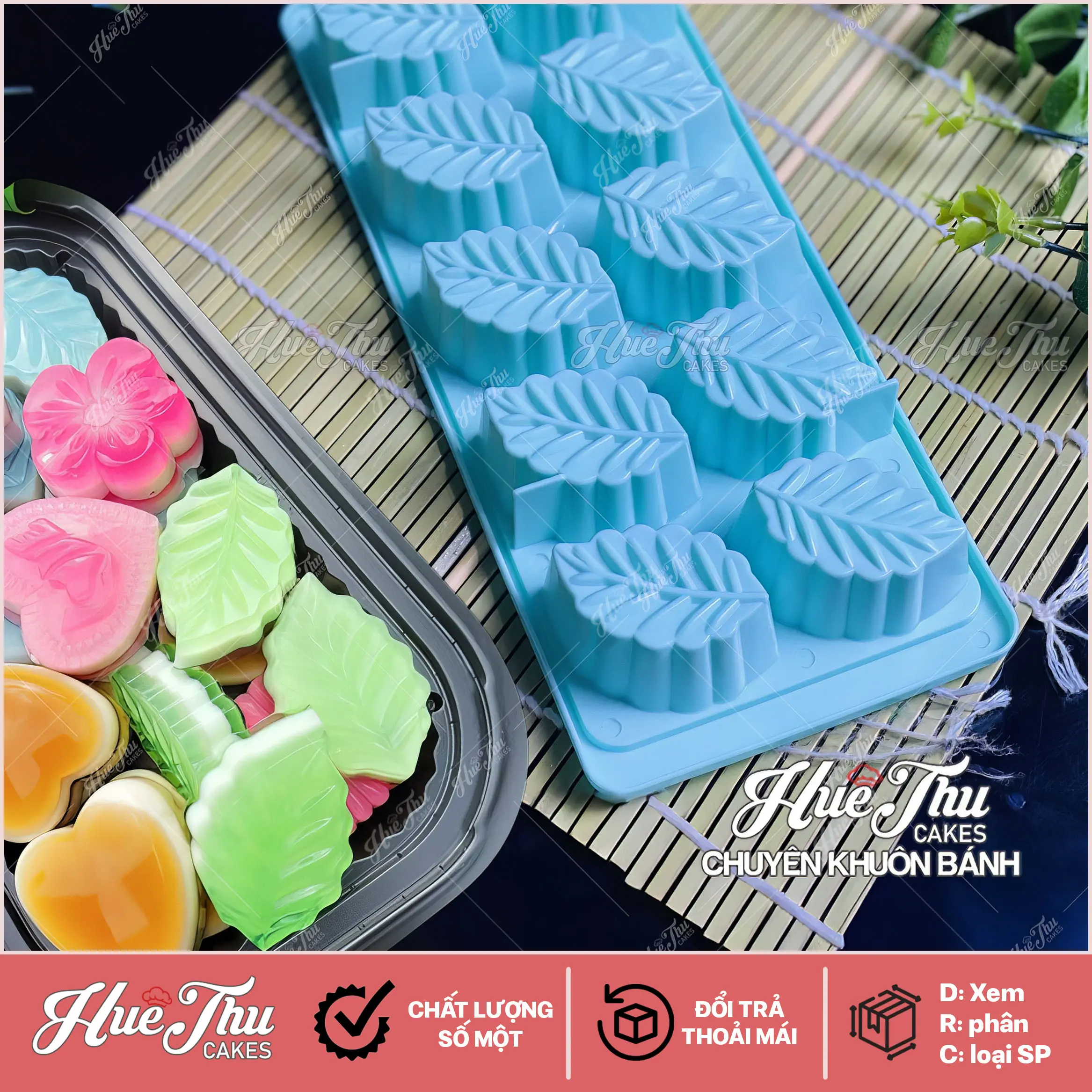 Khuôn rau câu, khay đá Chiếc Lá đổ thạch rau câu 3D 4D