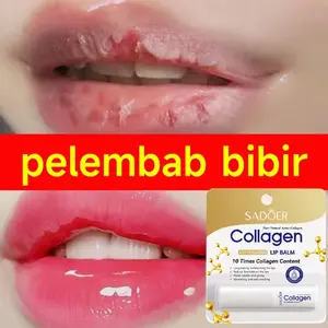 Kolagen lip balm stick lip balm bibir hitam menjadi masker bibir merah bibir kering krim pemutih bibir penghapus pelembab bibir stik esensi bibir mencerahkan garis bibir dan menghilangkan melanin Kusam Memerahkan Perawatan Gula Pemerah