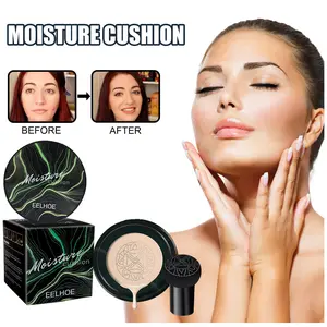EELHOE Mushroom Head Air Cushion Natural BB Cream Menyembunyikan noda pada wajah, mencerahkan riasan wajah nude alami Alas bedak Waterproof Foundation cushion  gu pupur bedak Hitam