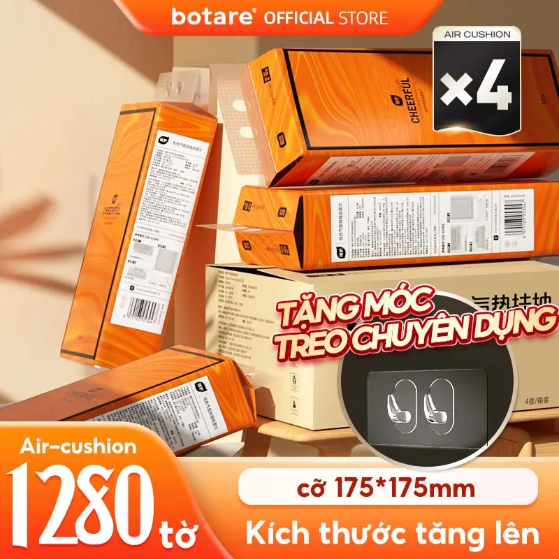 【4 gói】Botare Cheerful Khăn giấy treo 4 lớp cao cấp 1280 tờ 175*175mm