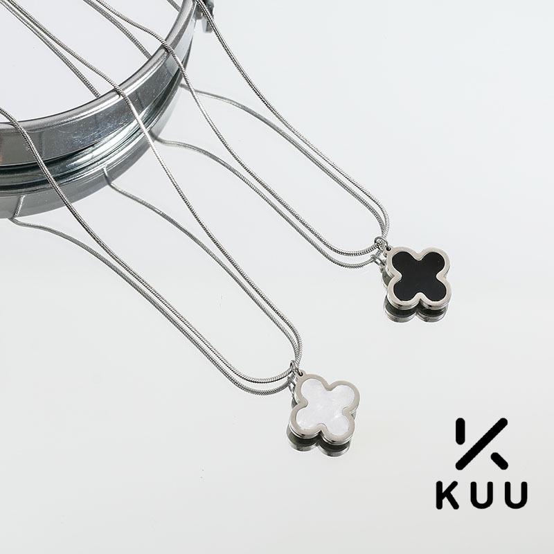 Dây chuyền cỏ 4 lá chất liệu titan chống han gỉ thiết kế hình lá mặt đá thời trang Kuu Clothes phong cách hàn quốc - Vòng Cổ dây chuyền Mala Trang Sức Jewelry Chain