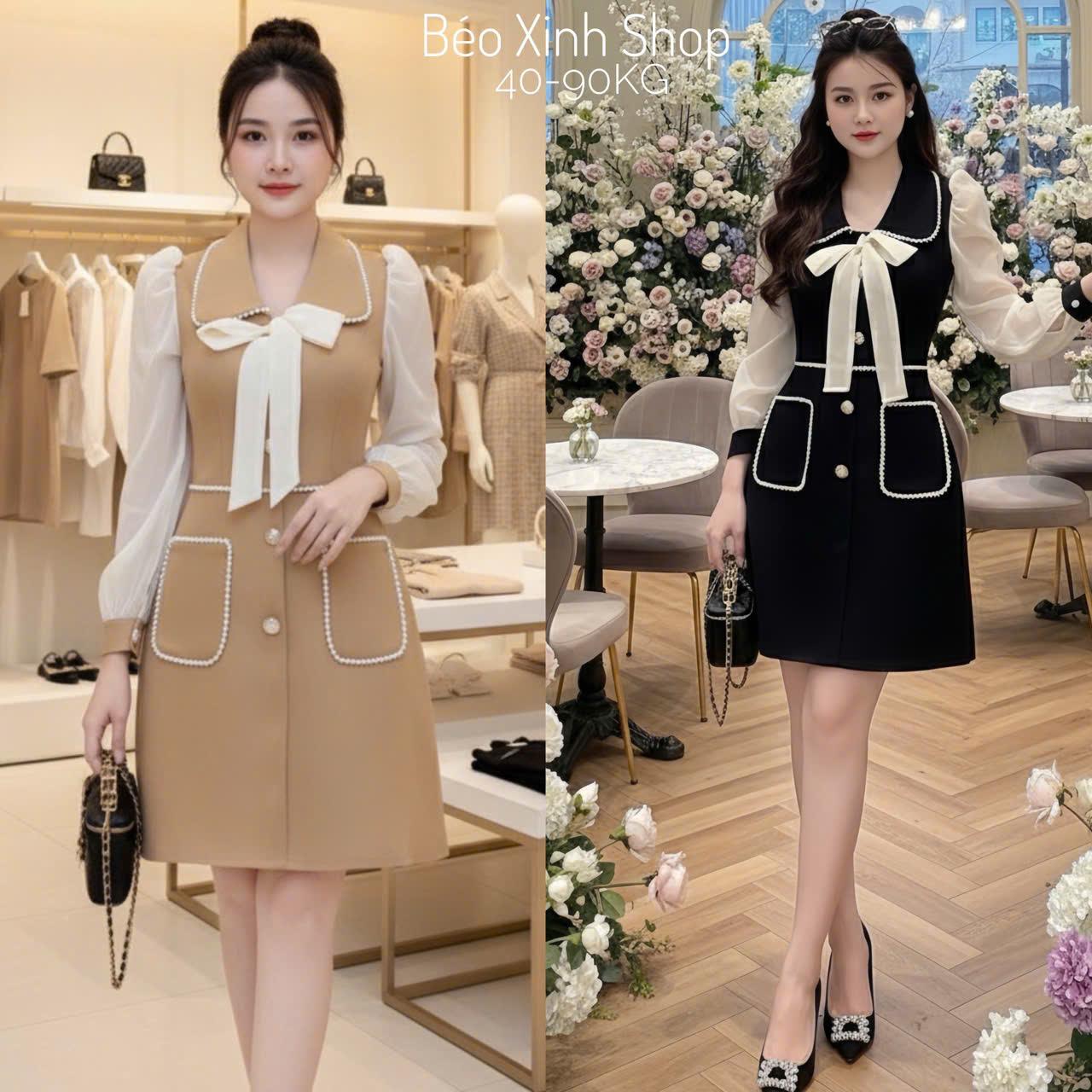 Thời Trang Bigsize Váy Dự Tiệc 50 - 100Kg Dễ Thương Nữ Cotton Dress Đen Women - A.1001