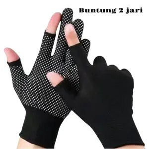 Sarung Tangan Rajut Hitam Anti Slip – Full Jari / Setengah Jari / Buntung 2 Jari