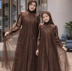 Dress Hari Raya 2026 Gamis Ciople Ibu Anak Umur 7-15th Leya Dress Brukat Lebaran Ellegan Mewah Gamis Sarimbit Inu Dan Anak Perempuan Outfit Lebaran Kekinian