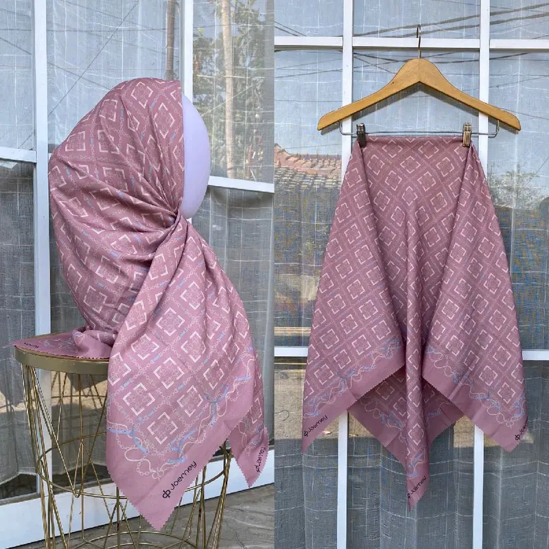 SEGI EMPAT VOAL MOTIF SERIES JP JORNEY | SEGI EMPAT MOTIF VOAL LASERCUT Jilbab Square Muslim Kerudung Printing Mewah 6
