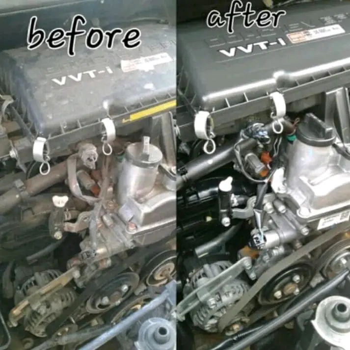 DENZ AUTO DETAILING CAIRAN PEMBERSIH KERAK PADA MESIN MOTOR/MOBIL 250ml FREE KUAS & SARUNG TANGAN 1