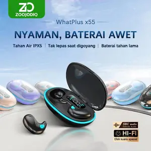 ZOOJODIQ WhatPlus x55 Headset Gaming Bluetooth Baterai Awet Tahan Air IPX5 Peredam Kebisingan Aktif Hi-Fi SBC Audio Wireless untuk Handphone Pengiriman 24 Jam