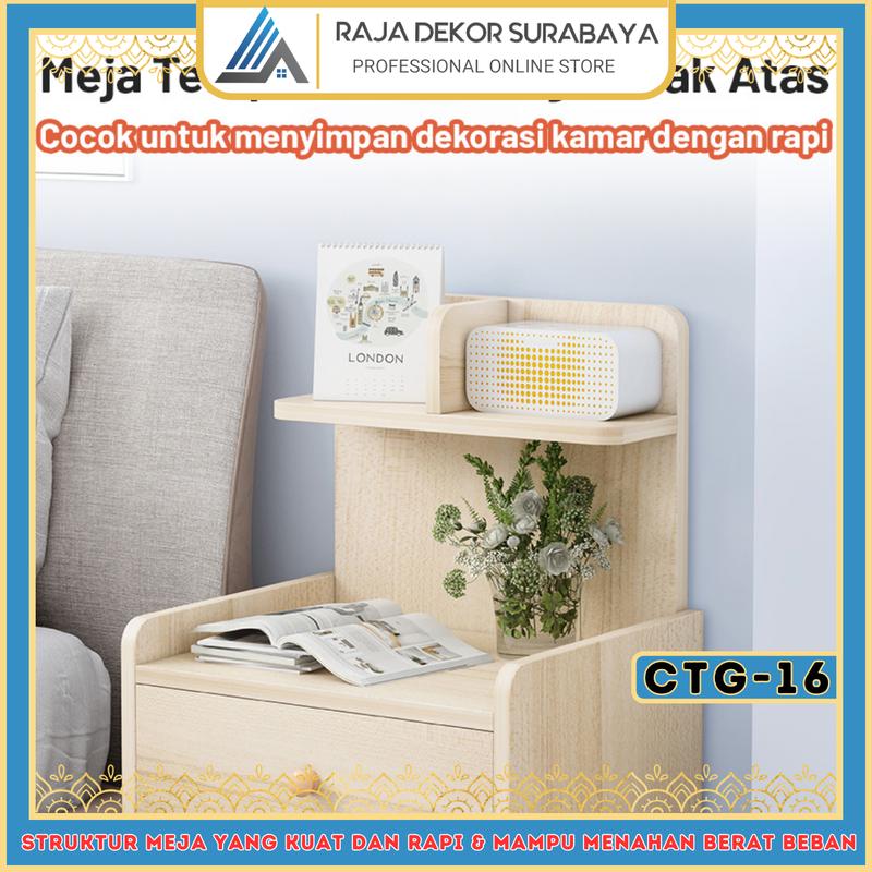 Product Introduction of RajaDekor - Bedside Table Meja Nakas Kayu Meja Penyimpanan Sisi Ranjang Tempat Tidur Tempat Penyimpanan Sisi Kasur Furniture Lemari Sisi Ranjang Bisa Cod Seluruh Indonesia 7