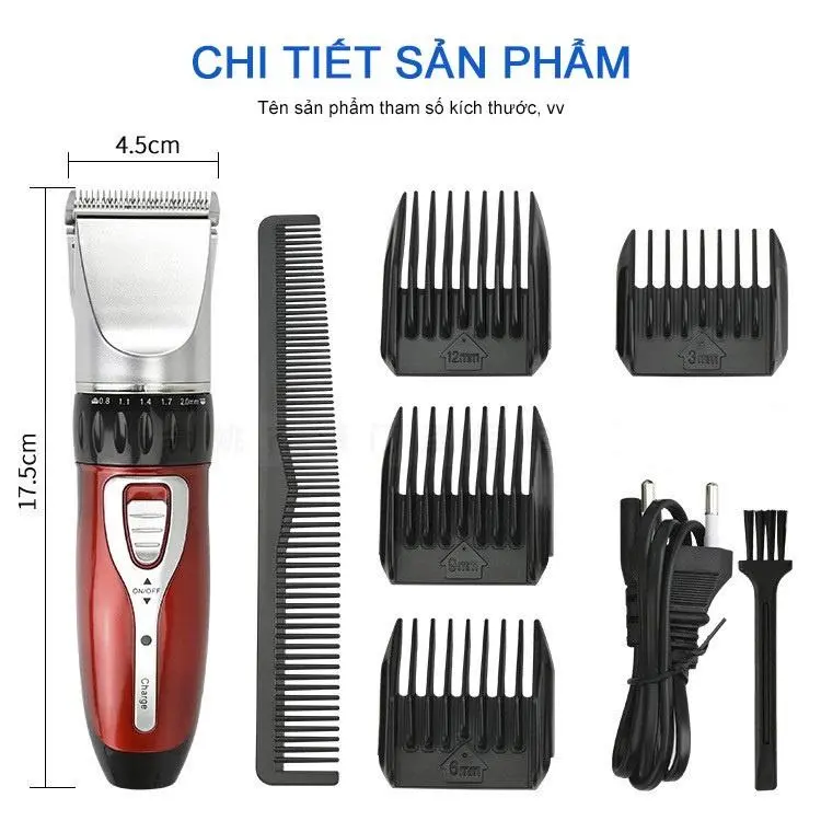 Tông đơ cắt tóc sạc điện  đa năng Jichen pin sạc 3W thời gian sử dụng liên tục 60 phút Tông đơ cạo râu 2