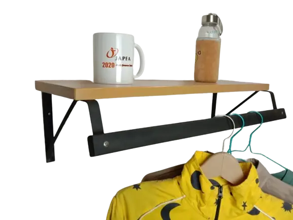 RAK GANTUNGAN BAJU Ambalan Rak Dinding Serbaguna Melayang Ambalan Melayang Gantungan Baju Ambalan Melayang Gantungan Baju Nempel Dinding Ambalan Melayang Serbaguna Premiu Kuat Murah 4