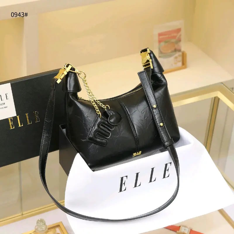 ELLE0943 Calfskin Leather Hobo Handbag Shoulder Bag 0