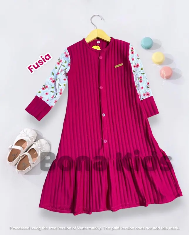 Gamis anak perempuan model duyung bahan knit hornet untuk usia 1 - 12 tahuan Bunga Cantik Motif Muslim 0