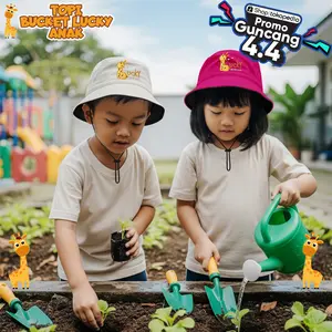 TOPI BUCKET ANAK TOPI BUCKET  GOOD LUCKY TALI Bordir Motif