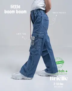 LITTLE BOOM BOOM - Celana Cargo Anak Perempuan Jeans Import Quality 1-13 Tahun