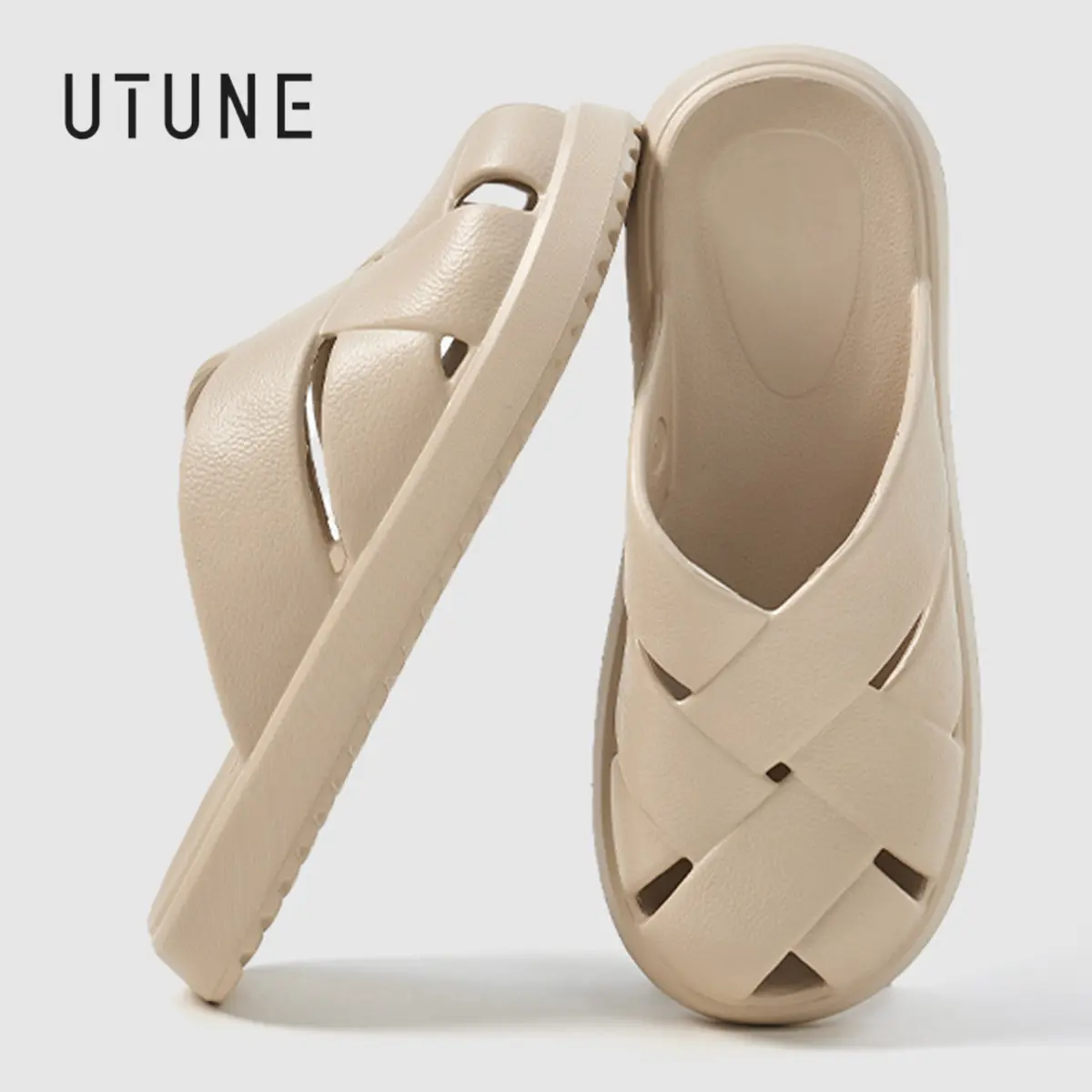 UTUNE Outdoor Slippers Fashion Sandals for Men or Women EVA Material Weaving design Unisex Slippers