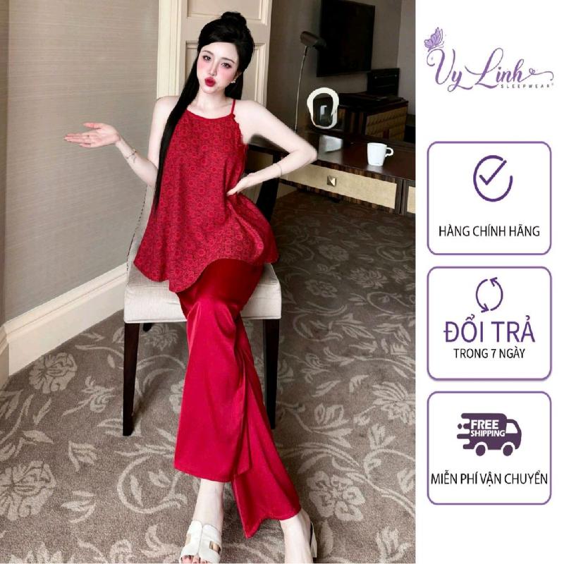  Bộ Đồ Yếm Quần Dài Dành Cho Nữ Hoạ Tiết Hoa Nhí Chất Liệu Gấm Phối Latin Nhẹ Mát 1256  Women 