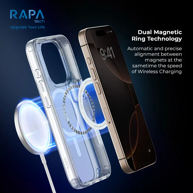 Paket Wajib Accessories Iphone K x RAPAtech Power II Charger iPhone 13 14 15 16 16pro 16 pro maxSeries Mfi Cable  + Hybrid Magsafe Case iPhone 13 14 15 With Premium Tempered Glass 4