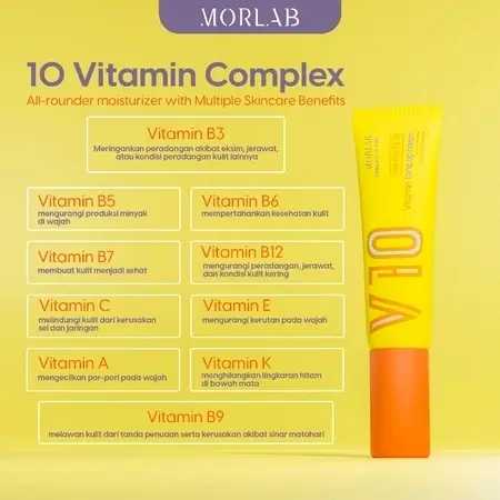 MORLAB-PAKET COMBO(1 PCS  V10 Vitamin Tone Up Cream +1 PCS NOURISHING ACNE) | Mencerahkan,Pelembab,Wajah, Anti-Aging No Alcoho & Fragrance 3