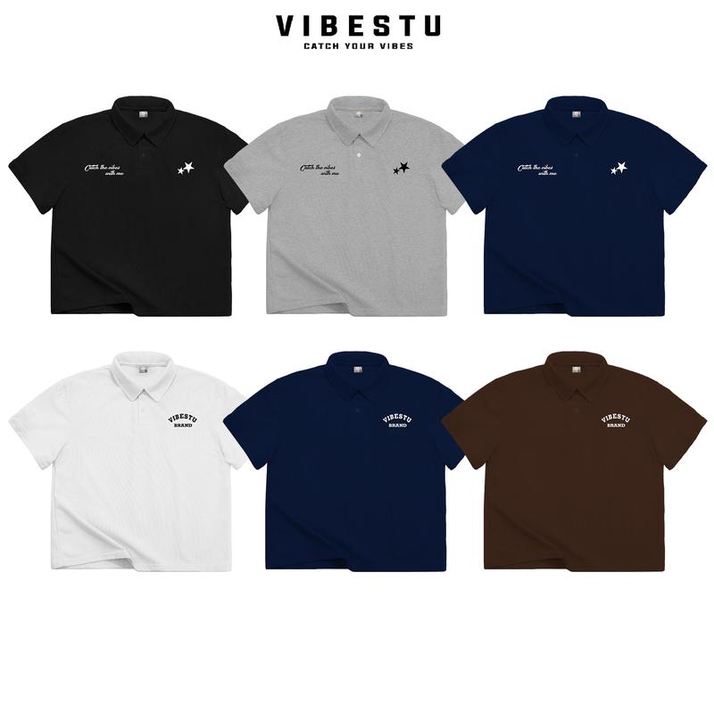  Áo Polo Local Brand VIBESTU " Logo Vibestu " Form Big Boxy Rộng Unisex 250Gsm Cotton 