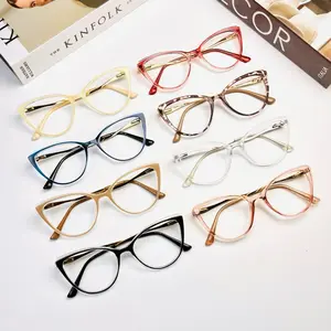 {BELI 1 GRATIS 1 KACAMATA NORMAL}Kacamata wanita cat Eye 7820 paket photocromic Blueray bluecromic bisa minus normal clynder Lensa Plastik Besi Eyewear Frame Glasses Biru