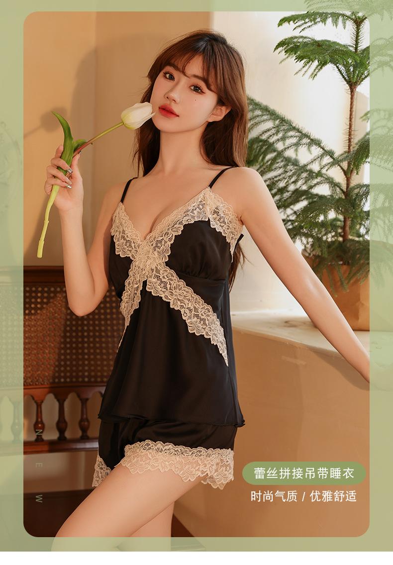 Product Introduction of sleepwear plus chest pad pajamas silky loungewear advanced sense brandy melville shorts pjs pajama victoria secret  pajamas 3