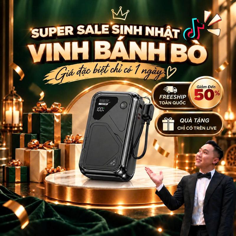 5 in 1 Black titanium Pin Sạc Dự Phòng Không Dây 20000mAh Sạc nhanh 22.5W Tích Hợp Phích Cắm Kiêm Củ Sạc Có Giá Đỡ Điện Thoại - Gutek GT388