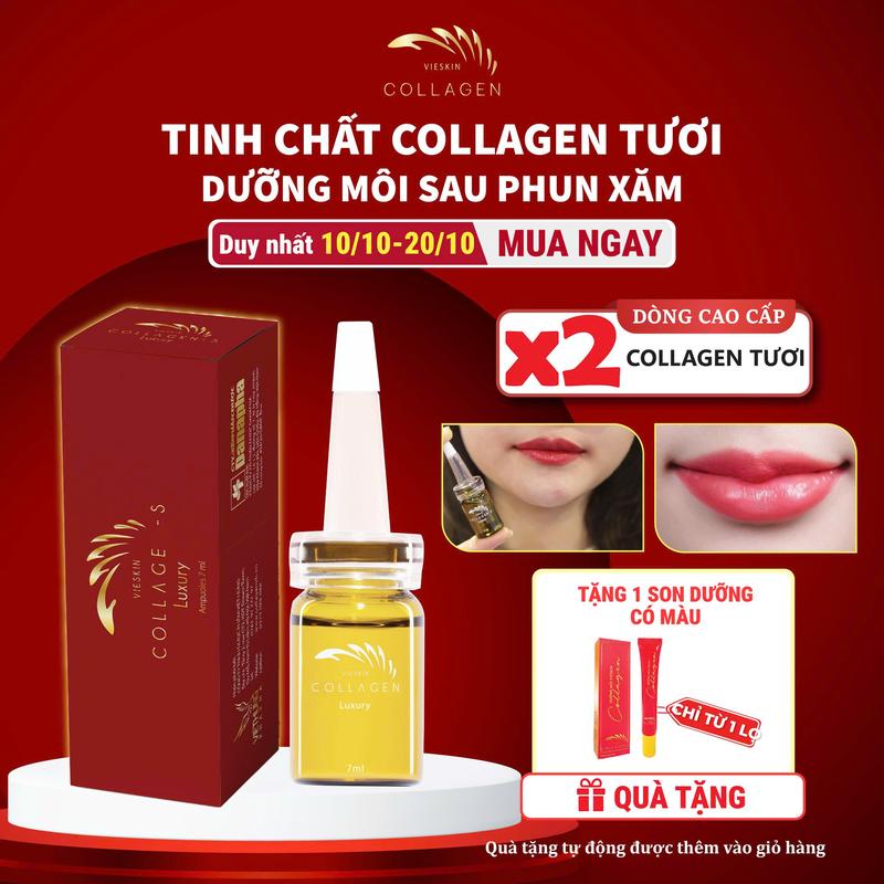 Tinh chất Vieskin Collagen Luxury dưỡng lên màu môi sau phun chuẩn tone, giữ bền màu lâu dài, Son Skincare Nữ