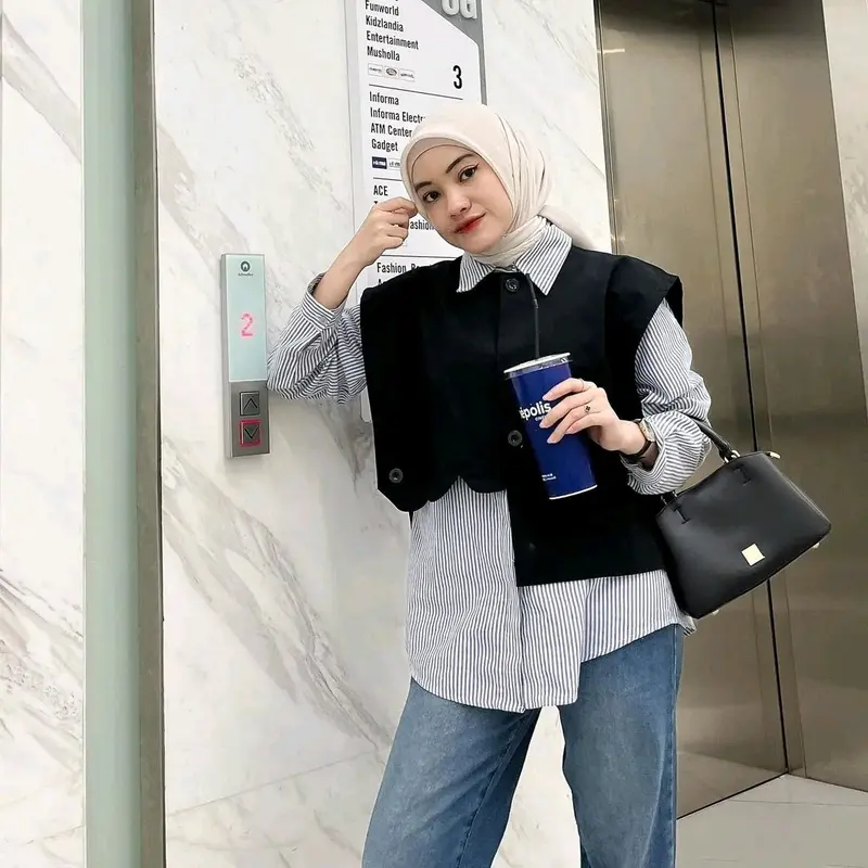 Vest Wanita Semi Wool Premium - Stylish untuk Hijab & Non-Hijab Basic Outer 3