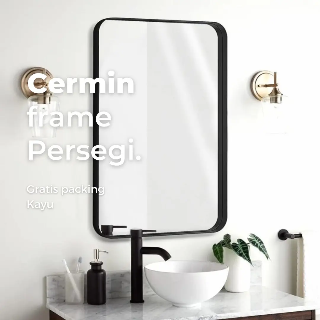 Cermin Aesthetic Frame Kotak Radius Dinding Gantungan