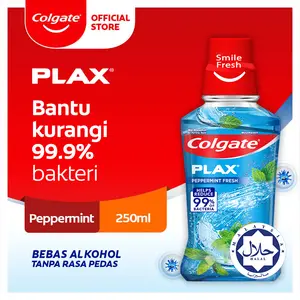 Colgate Obat Kumur Plax Peppermint 250ml Menyegarkan Nafas, Melawan Bakteri Mulut, Menjaga Kesehatan Gusi, Mencegah Gigi Berlubang, Perlindungan Mulut, Perawatan Mulut, Bebas Alkohol