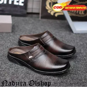 Sepatu Sandal Pria Casual Terbaru 100% Kulit Sapi Asli - Sepatu Sandal Pria Dewasa Formal Bustong Kulit Asli – Sandal Sepatu Pria Dewasa Motif Kekinian Santai Kondangan Kerja Kantor Anti Slip