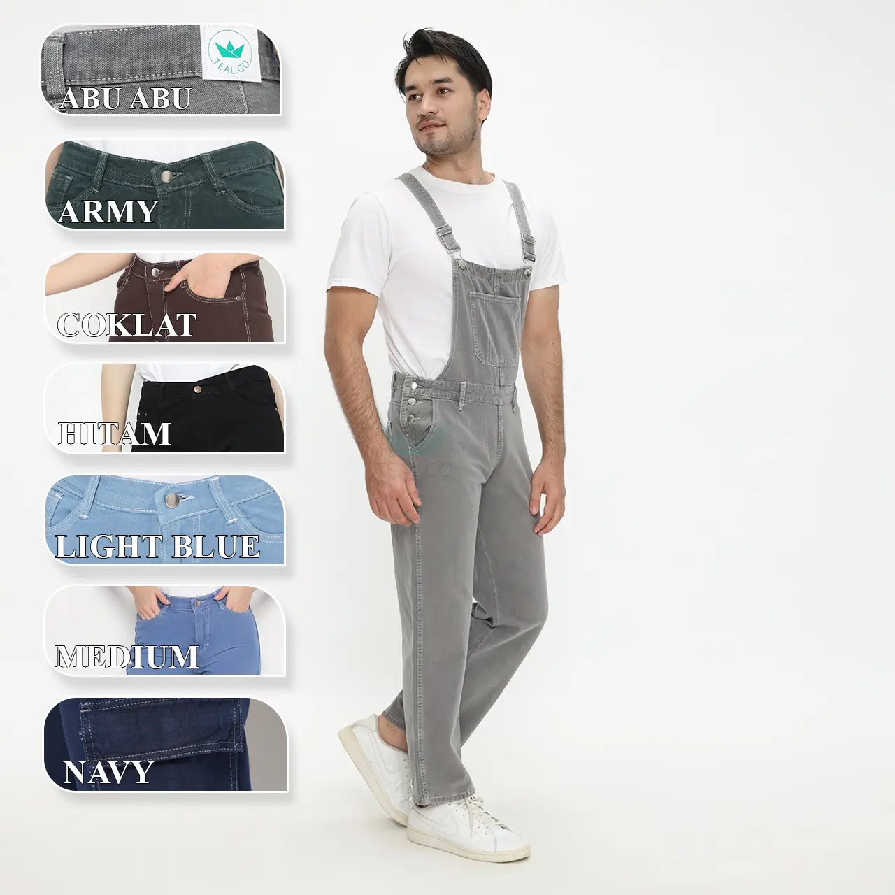 Teal.Go Jumpsuit Overall Jeans Panjang Wearpack Pria