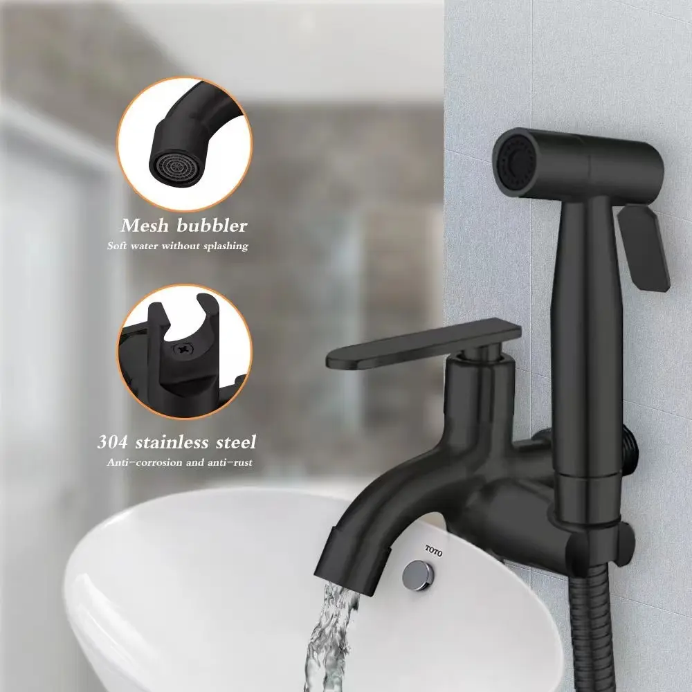 Stainless steel Bidet spray set  Sitting bathtub set faucet Bathroom flush toilet Pipeline spray gun Sitting bathtub nozzle
