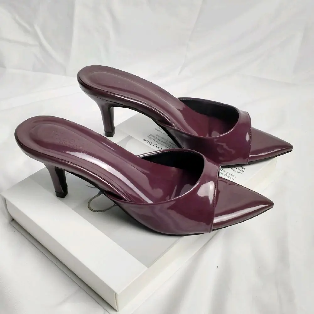 sandal heels wanita glossy modern / hak 5 cm  High