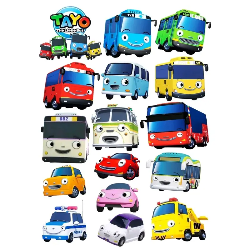 Sticker Dinding TAYO size 8 - 45 cm vinyl white waterproof 0