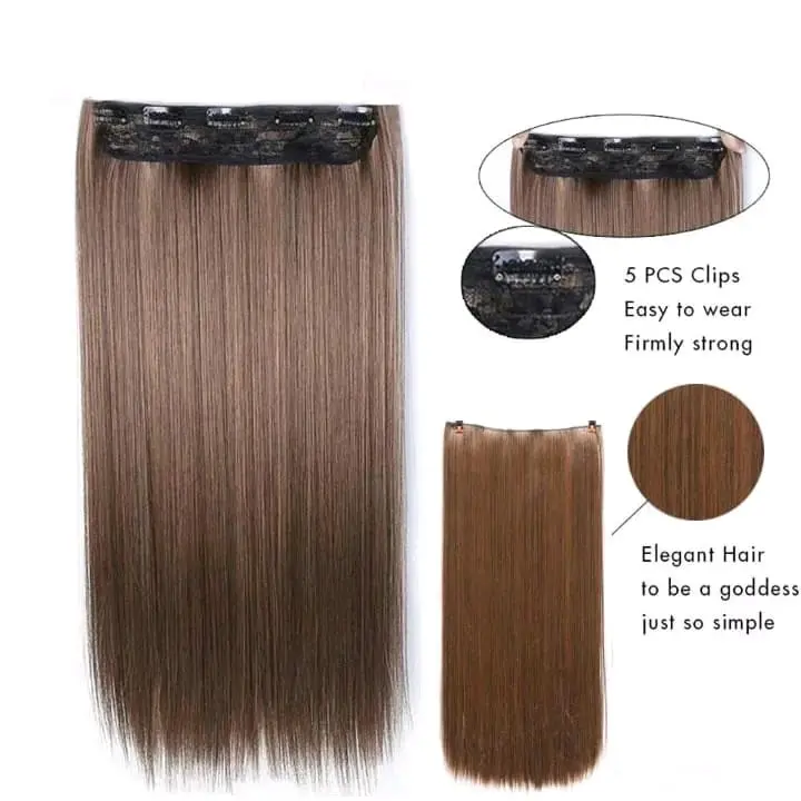 Hairclip lurusmurah/rambut sambung sintetis Coklat