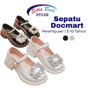 Sepatu docmart cincin mutiara terlaris 2025 trendy / Sepatu loafers anak perempuan kekinian viral