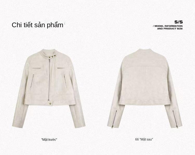 Product Introduction of Áo Khoác Biker, Phong Cách Cổ Điển Mỹ, Dành Cho Nữ, Hàng Mới Về Mùa Thu 2025, Thiết Kế Sang Trọng, Dễ Phối Đồ, Dáng Ôm, Áo Khoác Bay, Màu Trơn 20