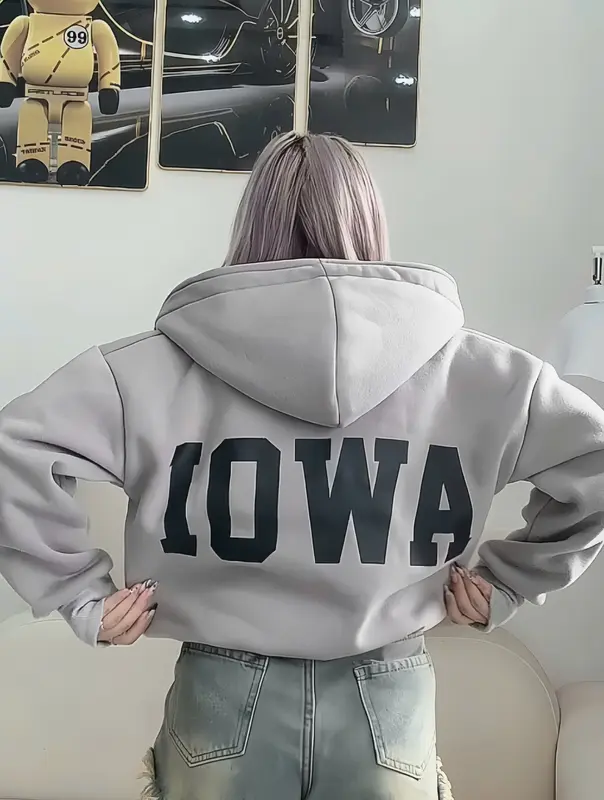 Áo Khoác Nỉ Form Rộng - Áo Khoác Nón To In Chữ Hoodie Zíp 4 Túi Unisex MissStore Fullsize M L. Nữ Women 6