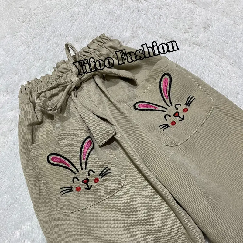 Celana Cutbray Anak Perempuan Usia 5-14 tahun Model Kantong Bordir Rabbit - YIFOO FASHION 2