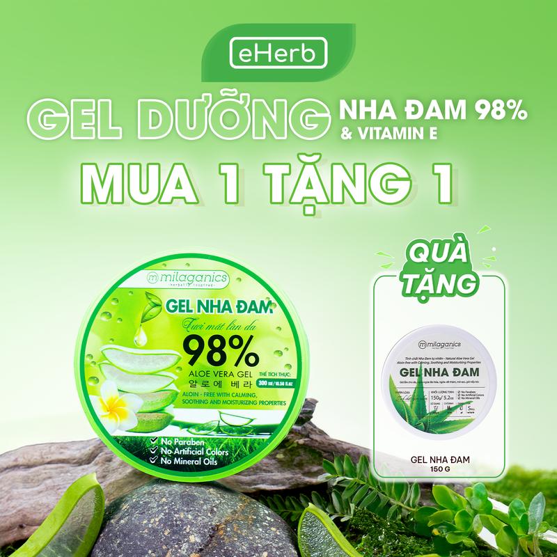 [MUA 1 TẶNG 1] Gel Nha Đam 98% Dưỡng Ẩm Đắp Mặt, Body & Làm Mềm Da MILAGANICS - Gel Lô Hội Dưỡng Da, Tóc Aloe Vera Soothing Gel Dưỡng Môi Hàng Việt Nam Chất Lượng Nữ Skincare Làm Đẹp Da Chăm Sóc Da Women Mát Xa Mặt Nhả Nắng Dưỡng Ẩm Da Ủ Tóc Gel
