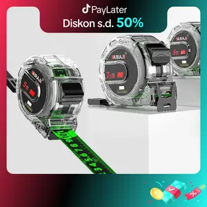 Meteran 10 Meter Paling Kuat/Transparan Meteran Gulung/Meteran Baja Anti Karat/Meteran Tukang Alat/Pertukangan Transparan Tahan Jatuh Dua Sisi Skala Bening Fluoresen/Meteran 5 7 10 Meter Anti Karat/Meteran Tukang Bangunan/Meteran Original Japan Logam